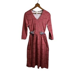 Matilda Jane‎ Dress Women’s size XS Orange v-neck tie back Paisley Long Sleeve